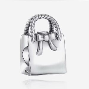 Silver Handbag Charm With Bow